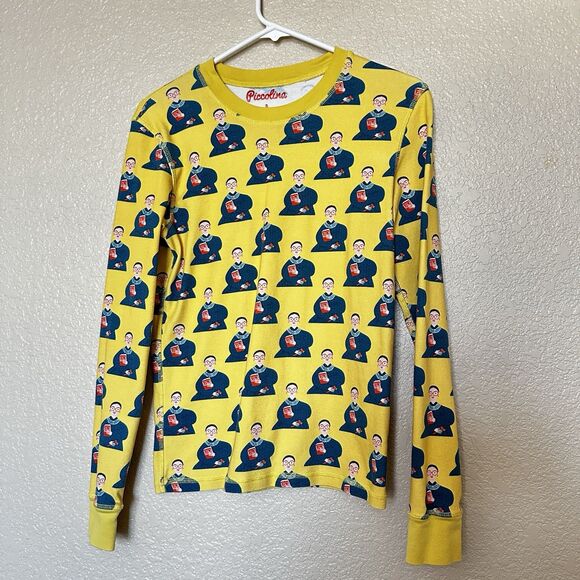 piccolino Womens Size Small Justice Ruth Bader Ginsberg judge Pajama TOP Yellow - Picture 1 of 5